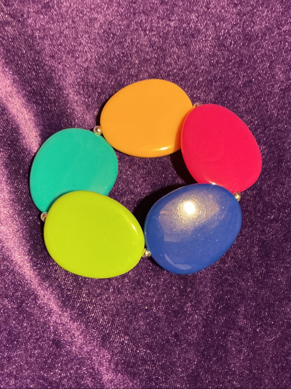 Colorful Resin Disc Stretch Bracelet - Multicolor